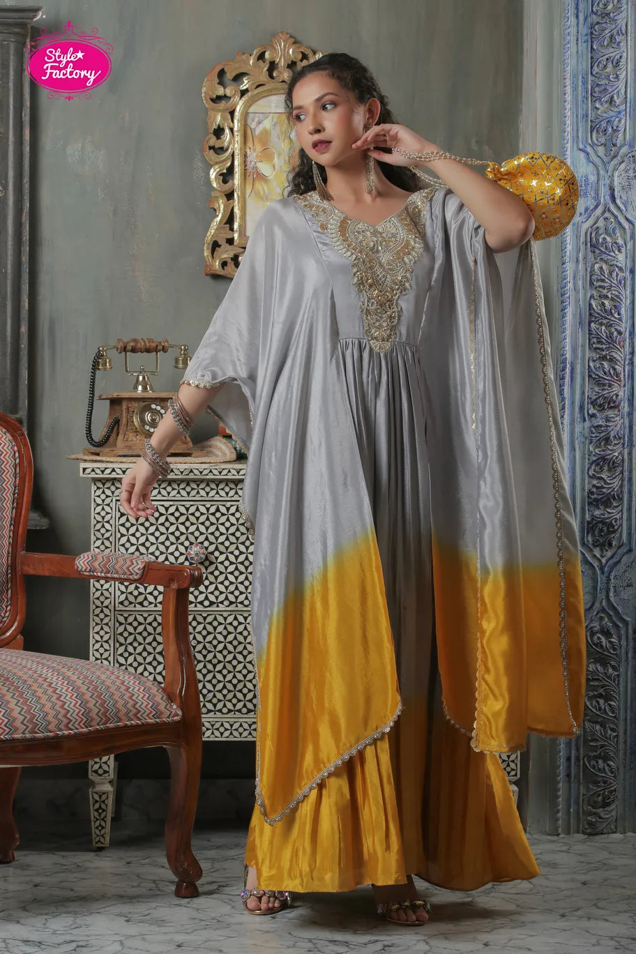 One-Piece Indo-Western Ombre Gown