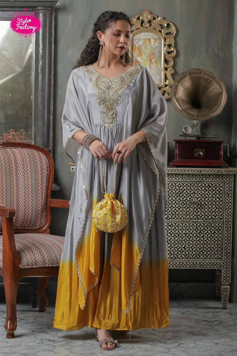 One-Piece Indo-Western Ombre Gown