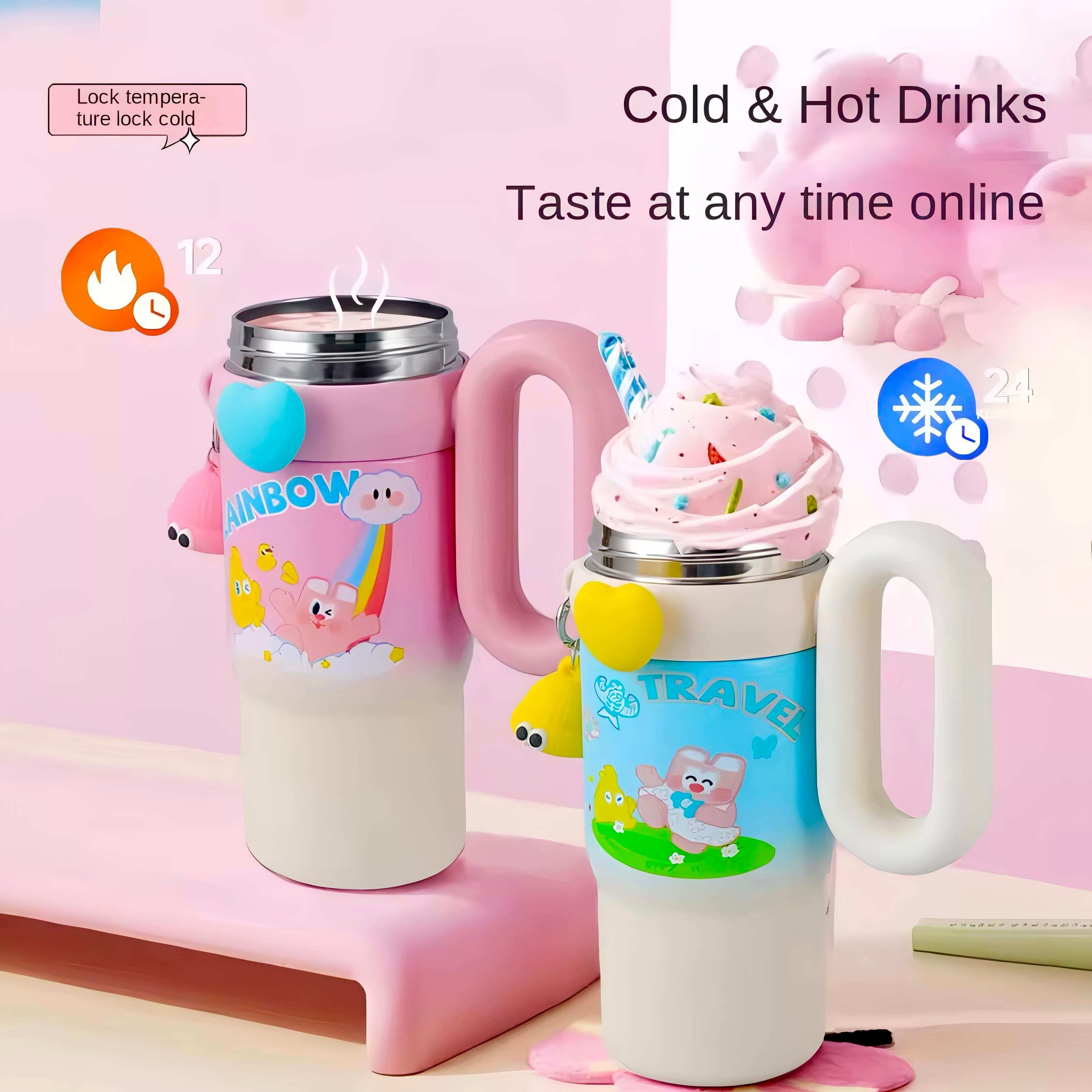 Rainbow Sip Tumbler – 900ML | Cute Kawaii