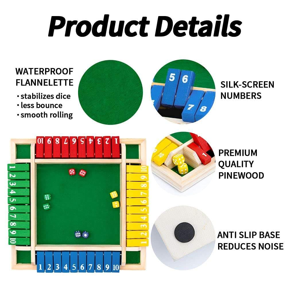 Classic Wooden Shut The Box Game