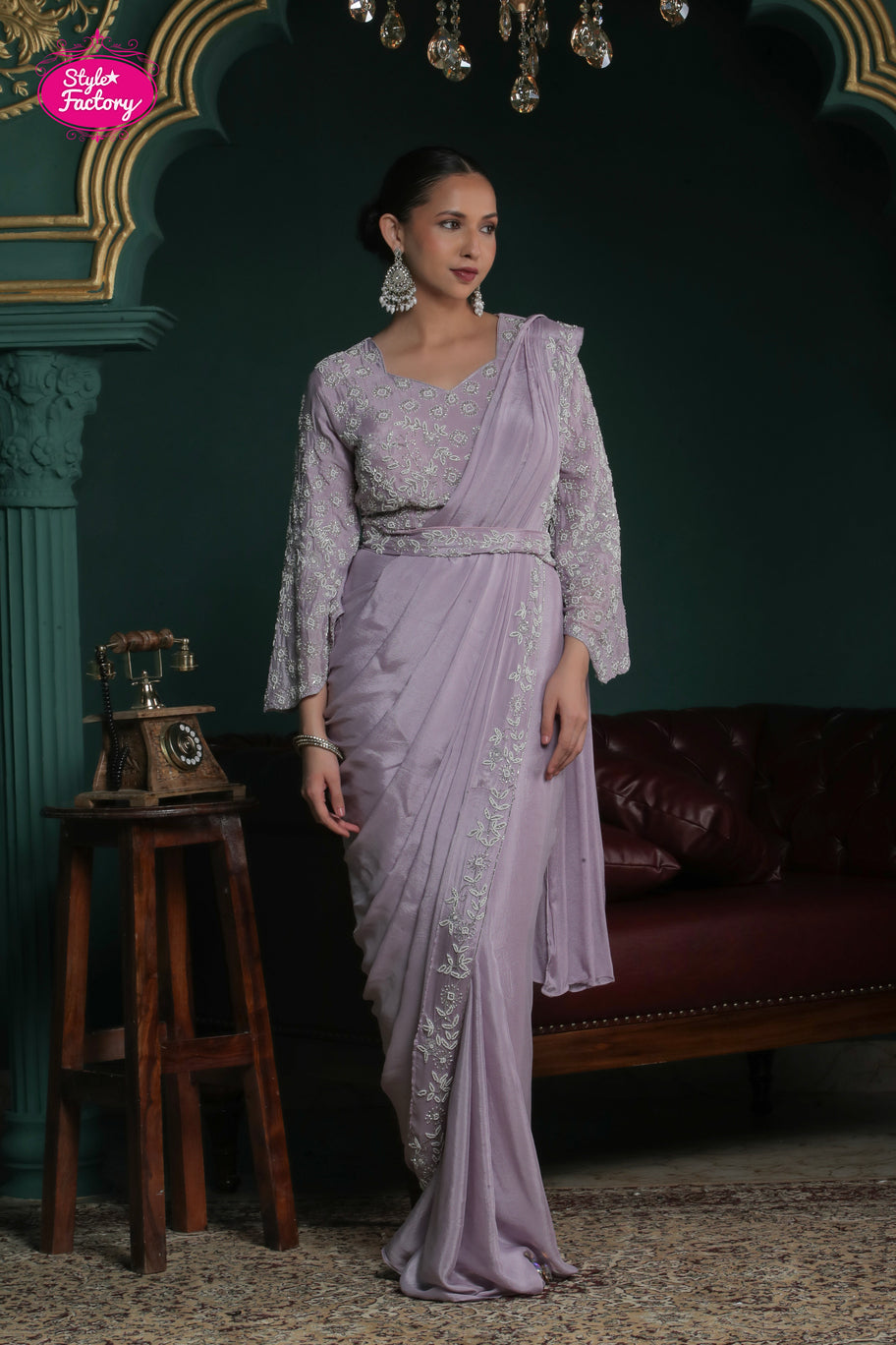 Lavender Drape 3-Piece Saree