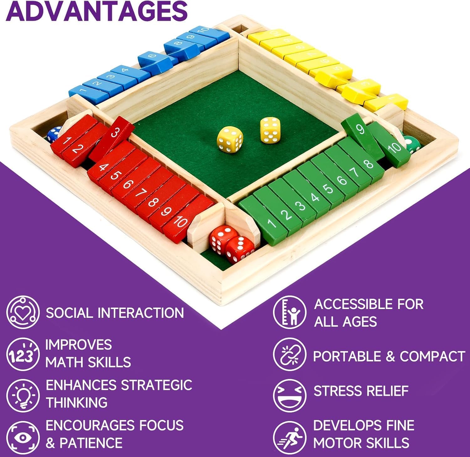 Classic Wooden Shut The Box Game