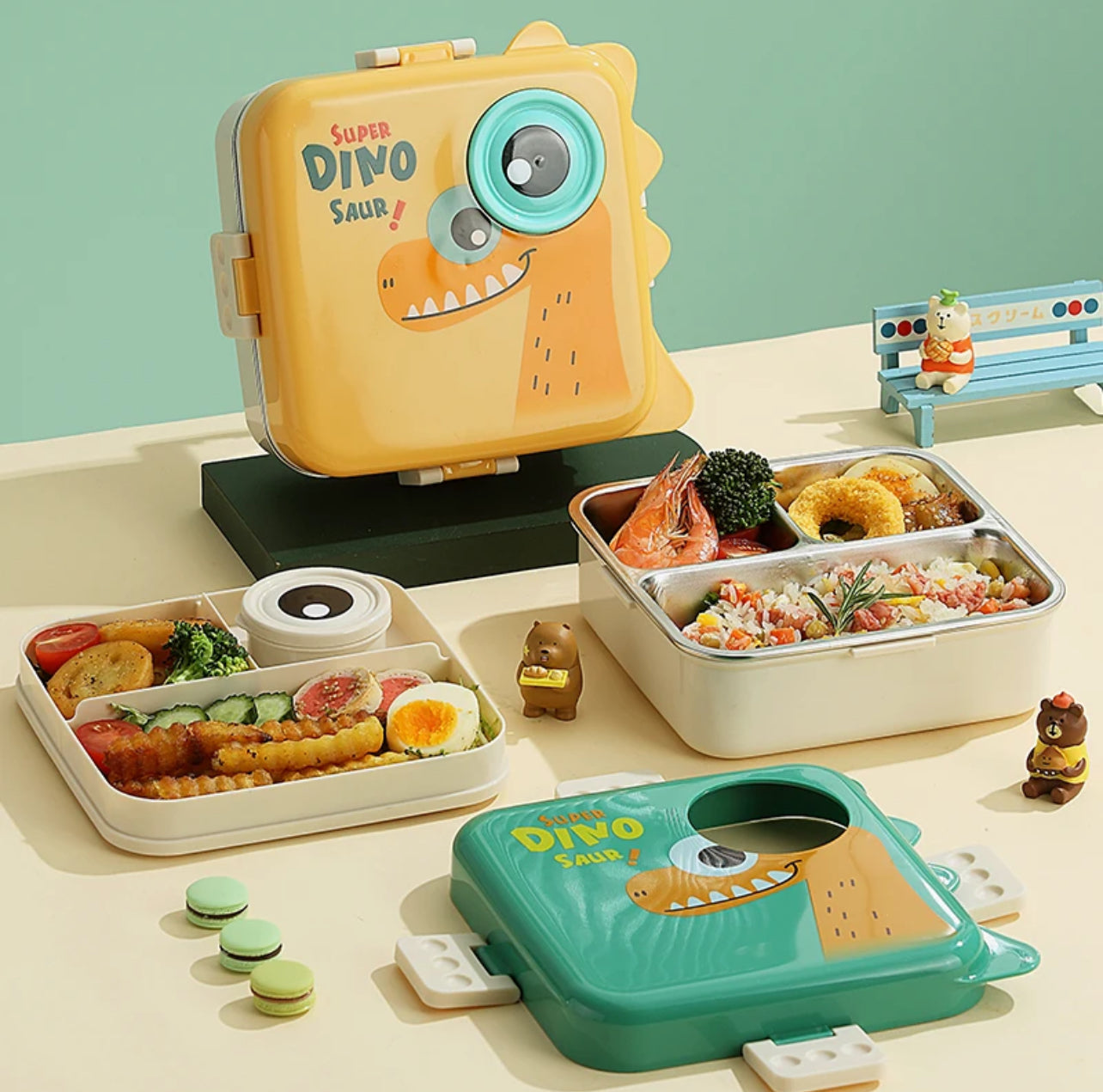 Dino Spill Free Bento Lunch Box