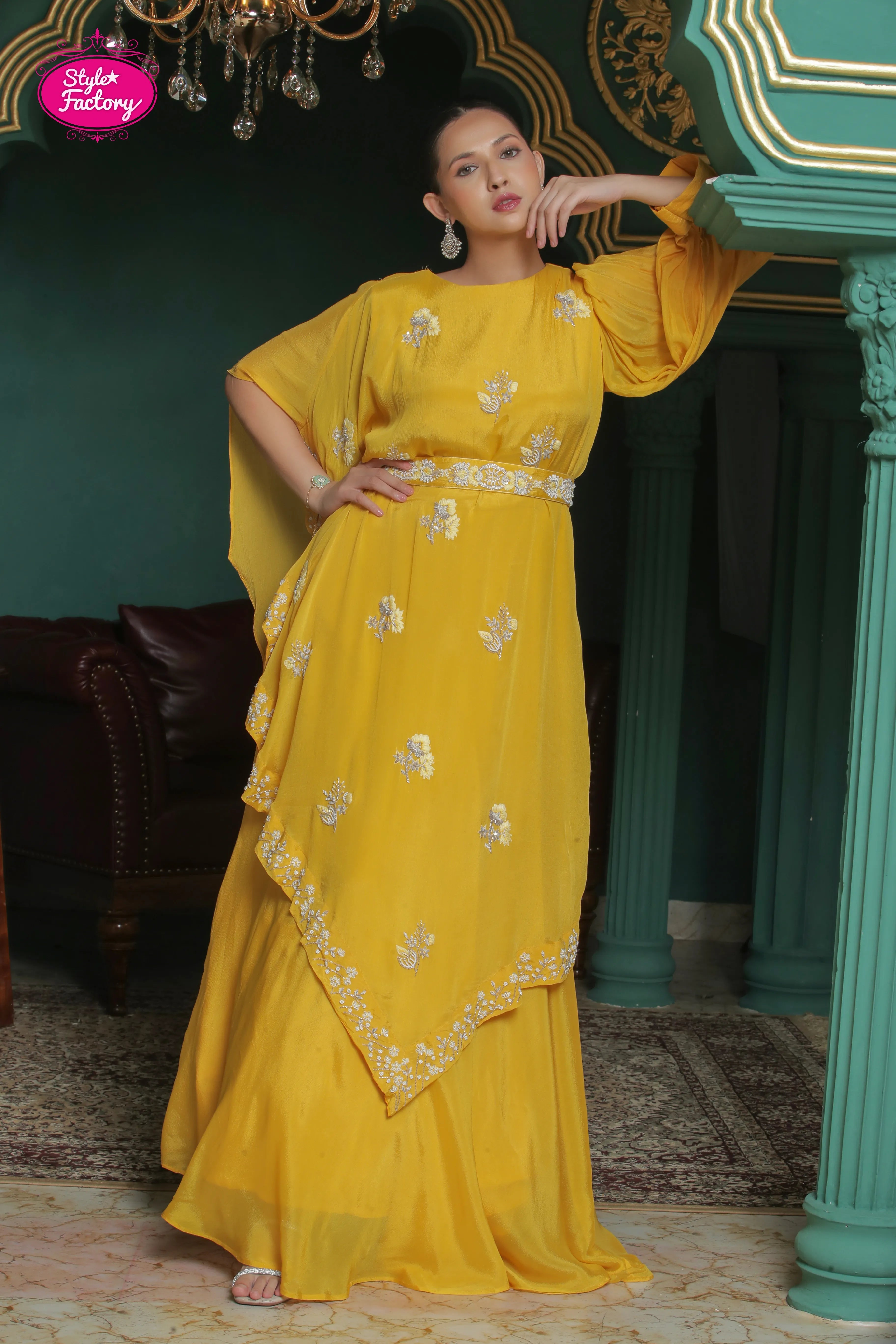 Embroidered Sunshine Yellow Gown