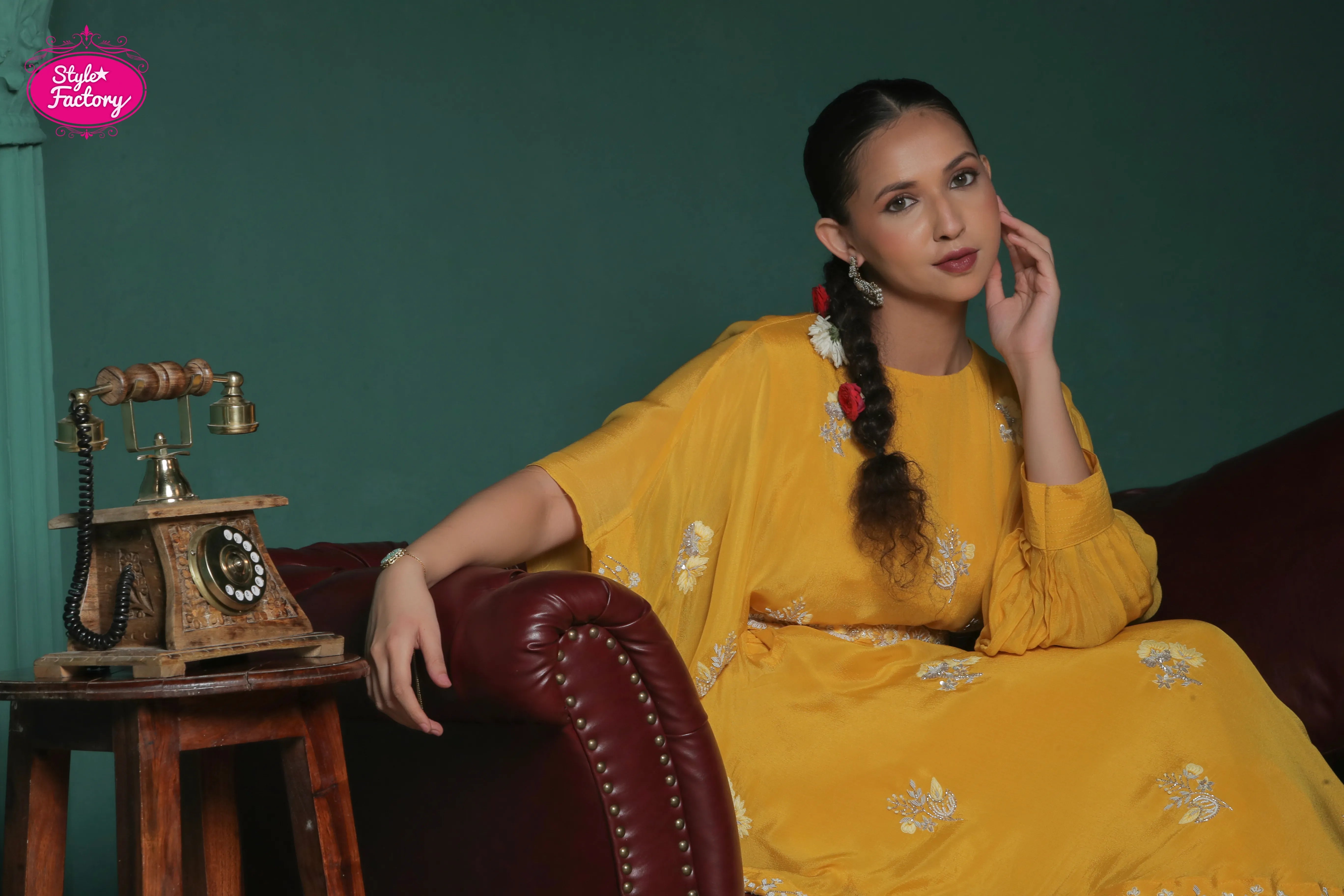 Embroidered Sunshine Yellow Gown