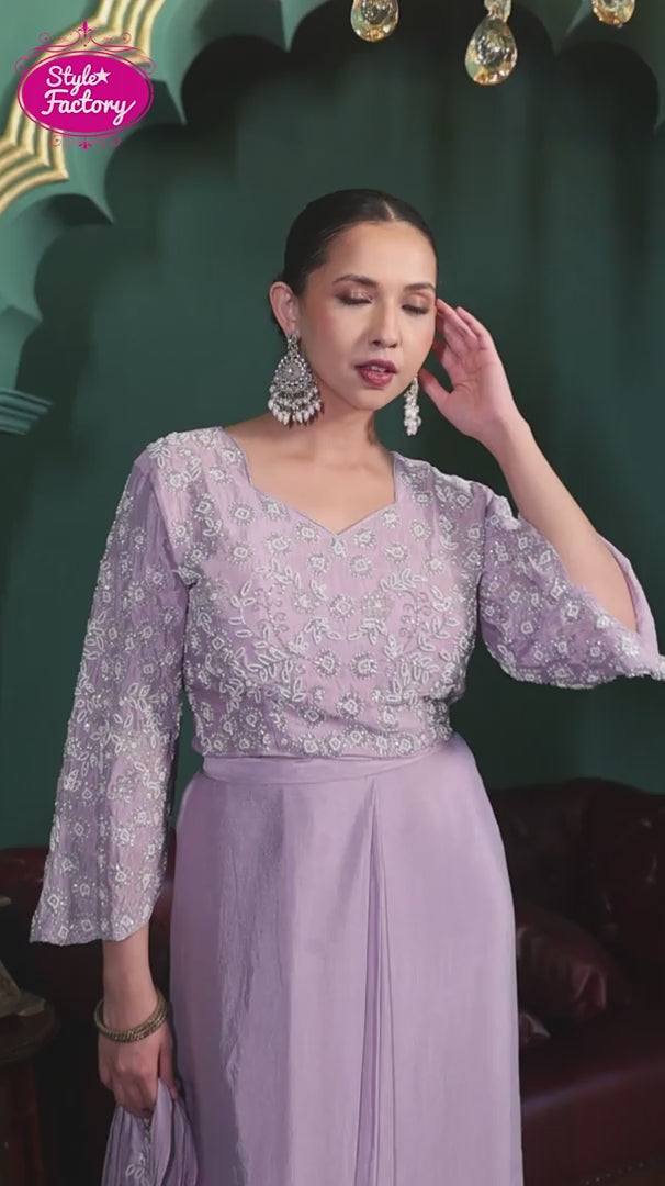 Lavender Drape 3-Piece Saree